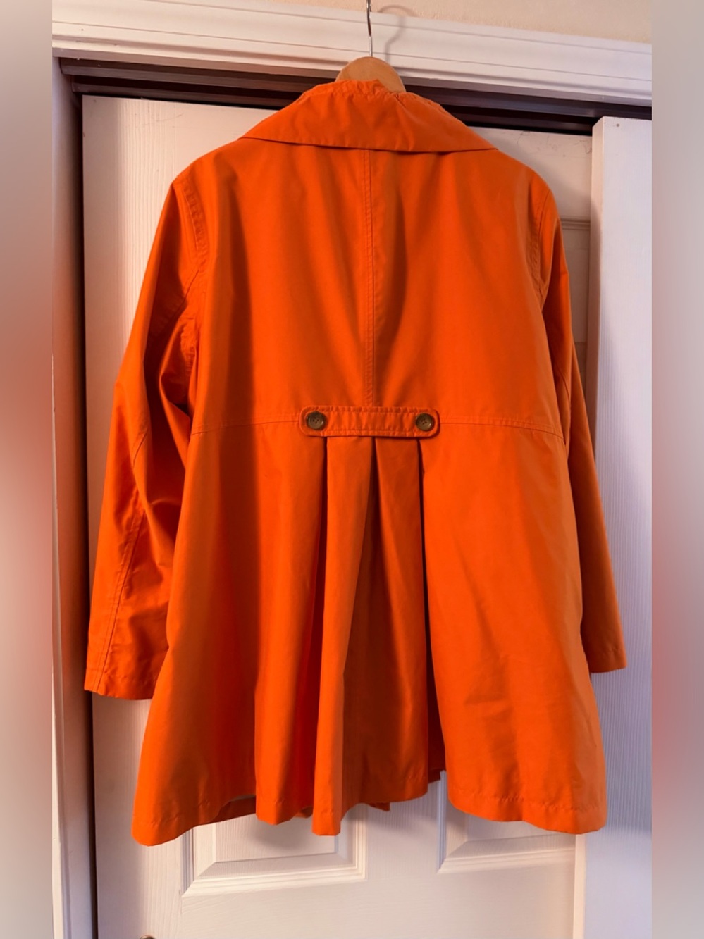 Vintage Lands' End Women's XL Orange Soft Fabric Raincoat Zipper Snaps 24"across - Picture 6 of 10